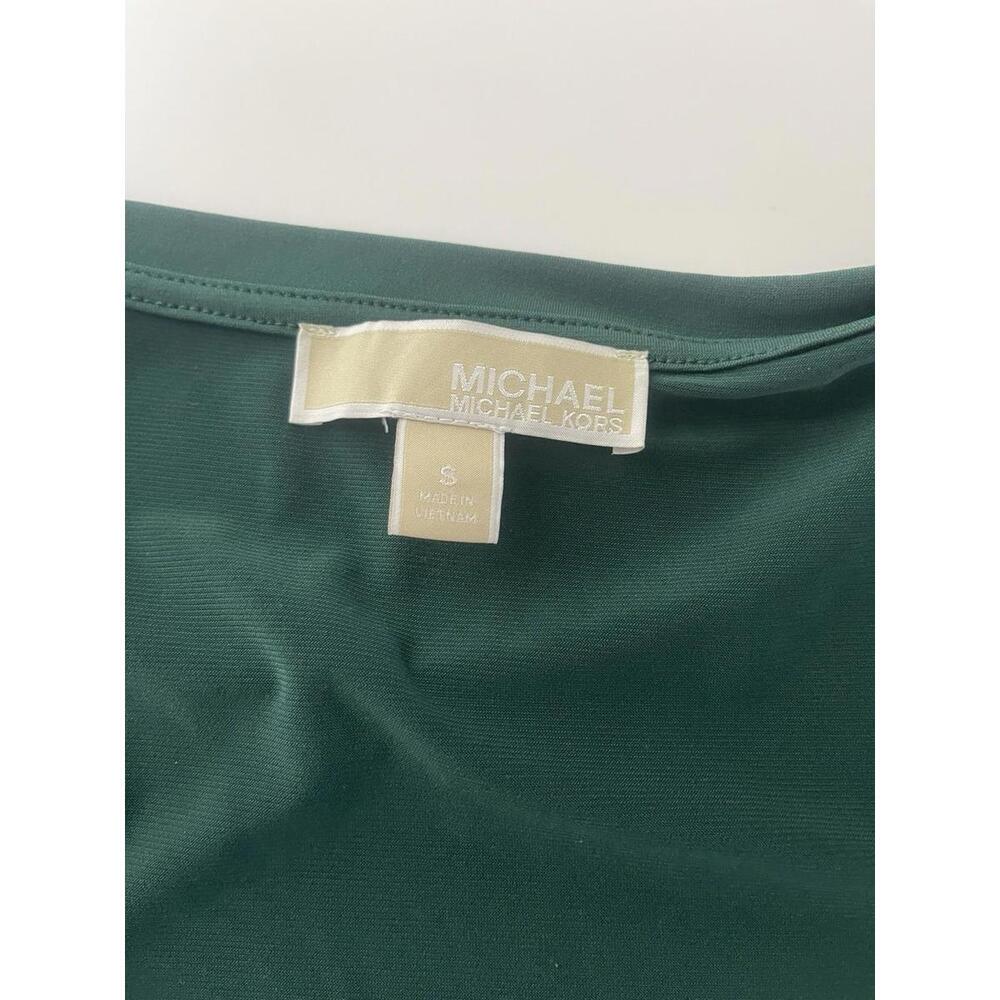 Michael Kors Women’s Green Blouse Size S Flutter Sleeve Smocked Waist Stretch Ca - Picture 4 of 9